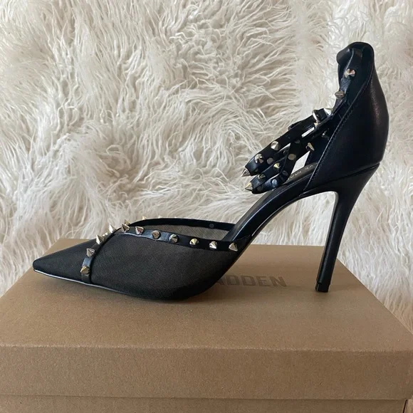 💋 Steve Madden Lupton Mesh Pointed-Toe Pumps, Black, Size 9.5 - Picture 10 of 15